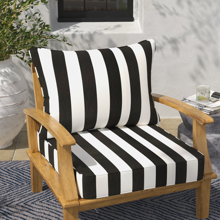 Black and white cheap striped outdoor chair cushions